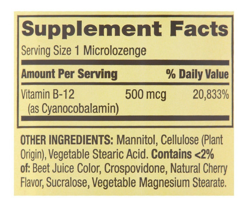 Spring Valley Vitamina B12 500 Mcg Cianocobalamina 100 Pieza