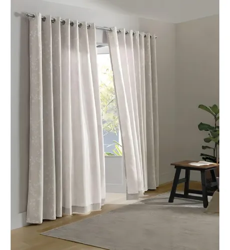 Cortina Vivian 100% poliéster, color beige, color Dohler