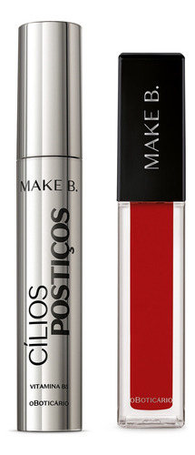 Combo Make B.: Máscara De Cílios 12g + Batom Líquido Vermelh