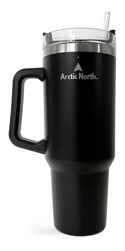 Arctic North Vaso Termico Negro 40 Onza Asa Pajita Tapa Al