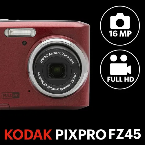 Kodak Pixpro Fz45-rd - Cámara Digital De 16 Mp Con Zoom Ó. Color