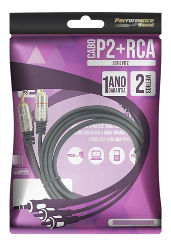 Cabo Auxiliar P2 Estereo X 2rca Blindado Profissional 2m