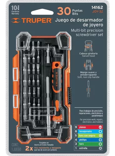 Destornillador Joyero Con 30 Puntas Y Extension Truper. Para electrÃ³nica,  XBOX, PS4, computadores