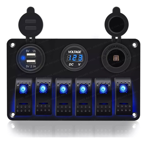Panel De Interruptor De 6 Bits Medidor De Voltaje Usb Dual