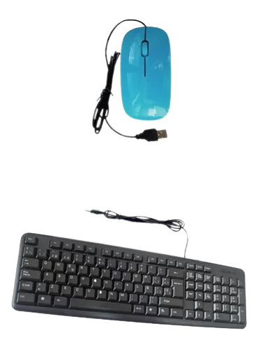 Kit Teclado Y Mouse Optico Usb Cable Pc Notebook Envíos Gtía
