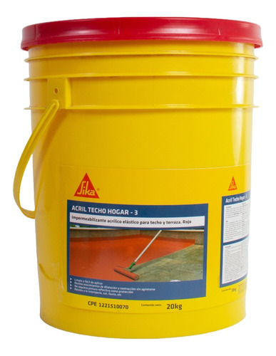 Pintura Impermeabilizante Acril Techo Hogar 3 Rojo 20kg