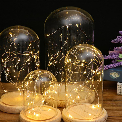 Glass Cloche Con Led Fairy Lights Mi Mi
