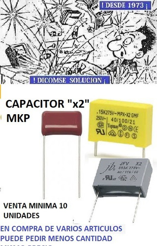 Capacitor  X2  Polipr Supresor Ca 0.33 Uf X 275vac 10unid