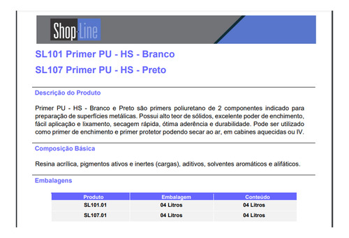 Primer Pu Hs Sec Rápida Shop Line Branco Kit 5l C/cat Ppg