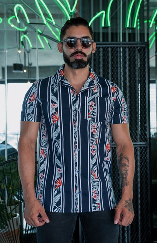 Imagen 3 de 6 de Camisa Manga Corta 2097 Cuello Sport Millionaire Estampada