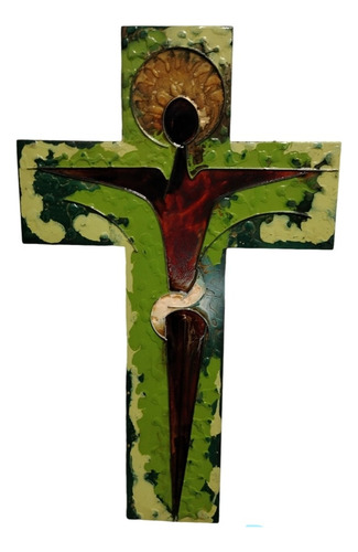 Crucifijo De Madera Moderno Artesanía Mide 61 Cm X 37 Cm