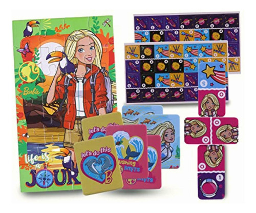 Novelty, Set De Juegos 3 En 1, Barbie, Juego De Mesa, Juegos