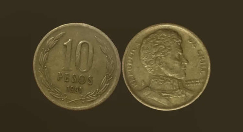 Moneda 10 Pesos Chile Año 1991