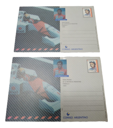 Tarjetas Postales Ayrton Senna - Juan Manuel Fangio X 2