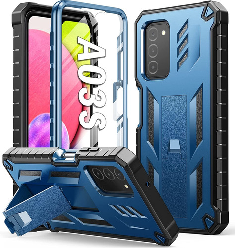 Funda Samsung Galaxy A03s Con Soporte, Duradero - Azul