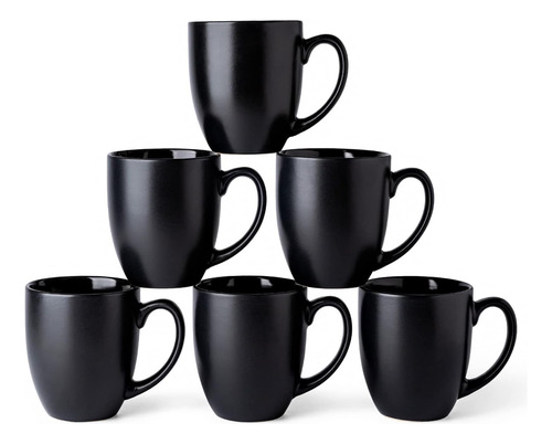 Kit De Tazas Amorarc, De Gres, Cap 473 Ml, Negro Mate, 6 Pcs