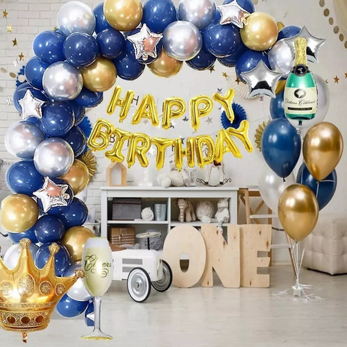 Decoração De Aniversário Masculina Azul Royal E Balão