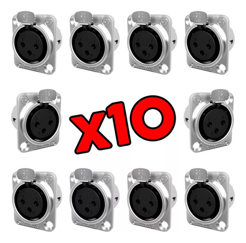 10 X Conectores Canon Xlr De Chasis ( Macho / Hembra )