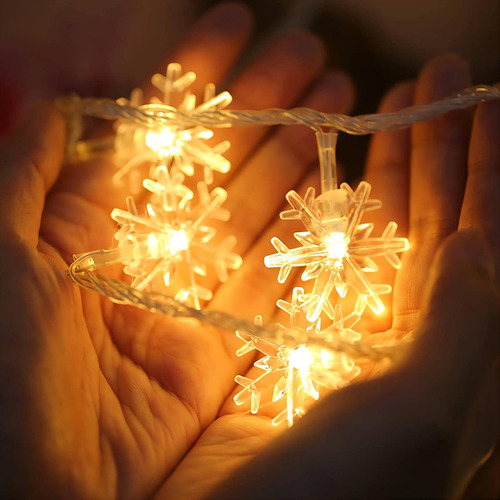 Luces Navidenas Cesof, Cadena De Copos De Nieve Led De 20...