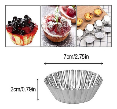 50 Unidades Moldes Para Mini Tartaletas De Acero Inoxidable