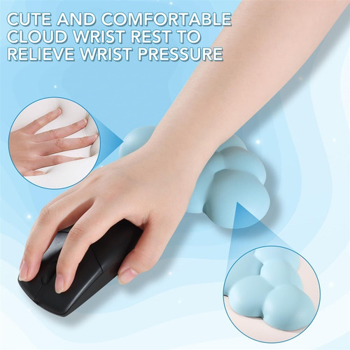 J Keyboard Cloud Wrist Rest 2pcs, Soporte Alfombrilla Ratón