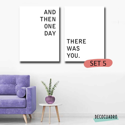 Imagen 4 de 10 de Cuadros Frases Decorativos Modernos Set 2u 40x50