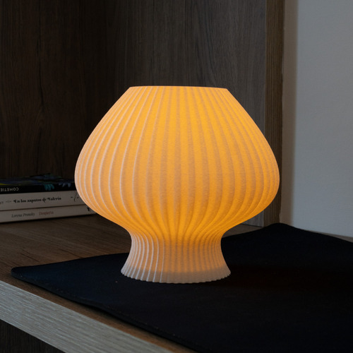 Lampara 3d - Fungi #3 Estructura Blanco Pantalla Blanco