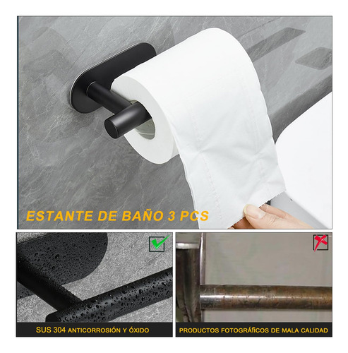 Portarrollos Higiénico Gancho Toallero Autoadhesivo Acero In