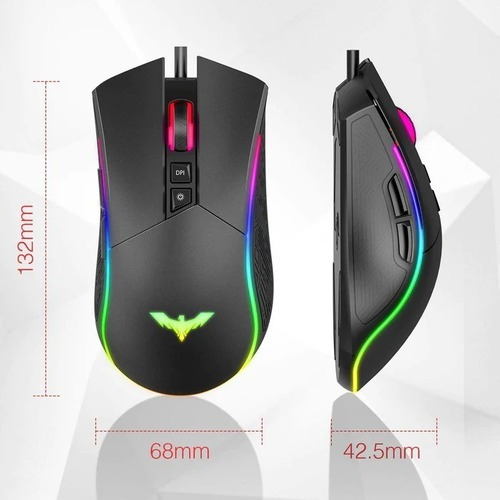 Ratón para jugadores Havit Hv Ms733 Rgb 4800 Dpi, 7 botones, negro