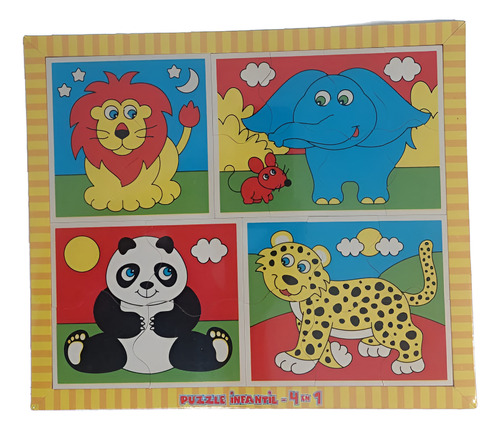 Puzzle Infantil 4 En 1 Animales De La Selva