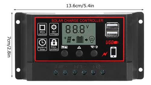 Controlador Solar De Pantalla Digital Fotovoltaica 30a