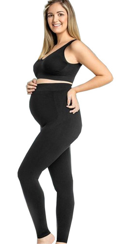 Imagem 1 de 3 de Calça Legging Conforto Grávida Gestante Cintura Alta Preta