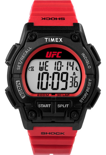 Reloj Timex Ufc Takeover 30lap 42mm Resin Strap Red Color de la malla Rojo Color del bisel Negro Color del fondo Gris