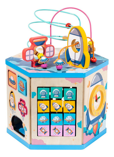Actividad De Madera Cube Bead Maze Sensorial De Juguete