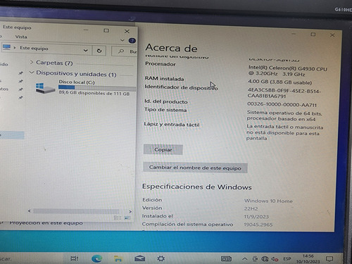 Pc Intel Celeron G4930 4gb 120gb Sdd + Cable De Alimentación