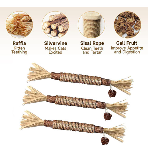 3 Piezas Catnip Toys Cat Nip Sticks Para Interior Cat Molar