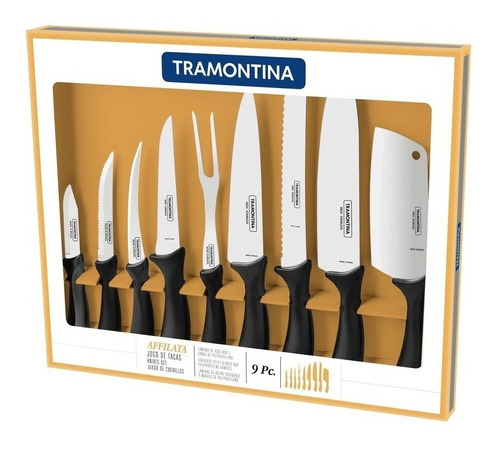 Imagen 8 de 10 de Set X9 Piezas Cuchillos Hachuela Cocina Chef Tramontina