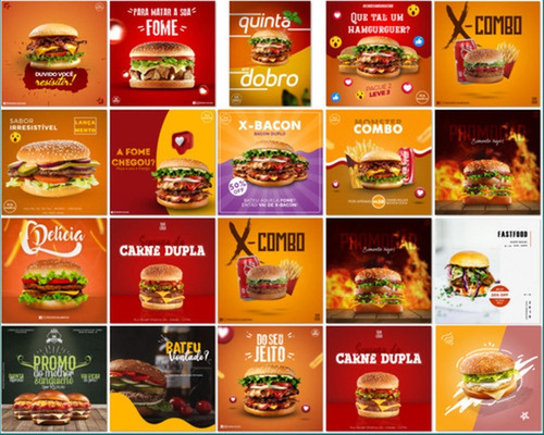Pack 54 Artes Hamburgueria Editável Photoshop Psd