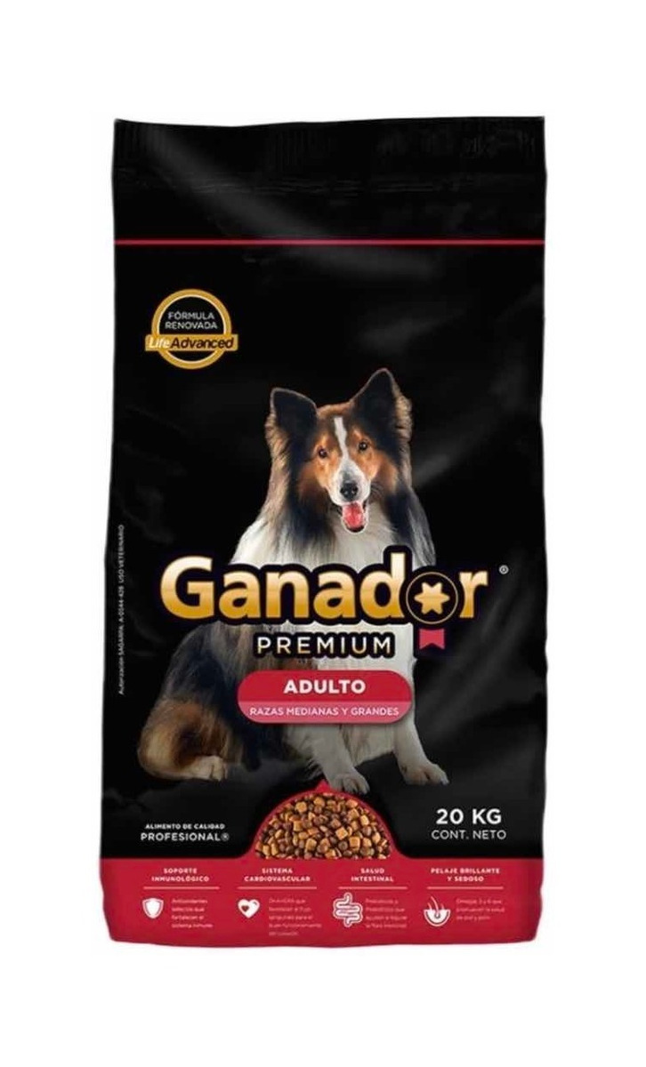 Alimento Ganador Premium para perro adulto de raza  mediana y grande en bolsa de 20kg