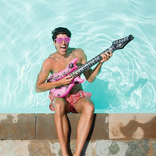 Guitarra Inflable 35 Pulgadas 6 Colores Fiesta De Rock And R