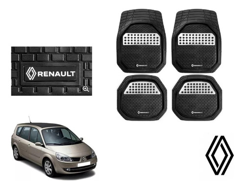 Tapetes 4pz Bandeja 3d Logo Renault Scenic Ii 2005 A 2009