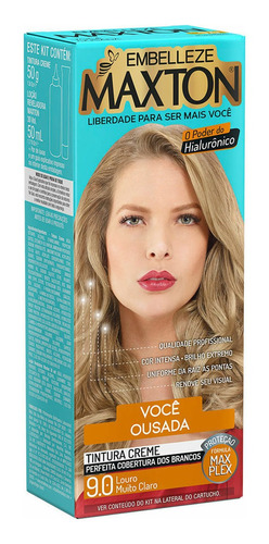 Kit Tintura Maxton  Tintura creme tom 9.0 loiro muito claro para cabelo