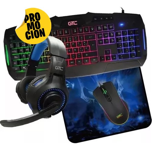 Combo Gamer Teclado Mouse Auriculares Y Pad Mouse 