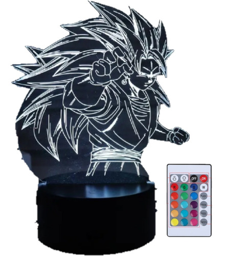 Lampara 3 D Led Goku Fase 3 Dragon Ball Base Touch 7colores