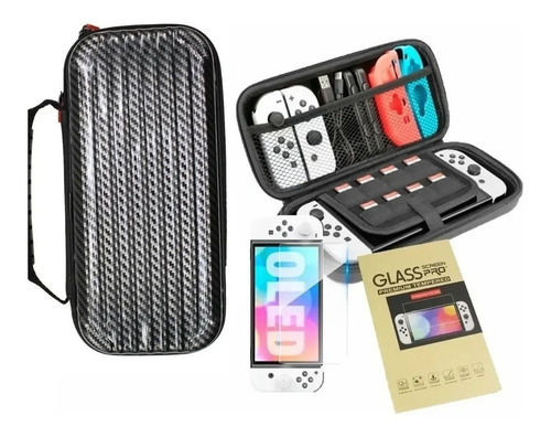Imagen 2 de 7 de Bolso Nintendo Switch Oled + Mica + Carcasa