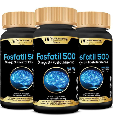 3x Omega 3 + Fosfatidilserina Mais Dha Do Que Epa 30caps