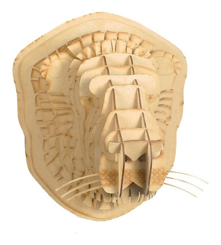 Imagen 8 de 10 de Cabeza Leon V2 Mdf Cabeza De Animal Trofeo Rompecabezas 3d