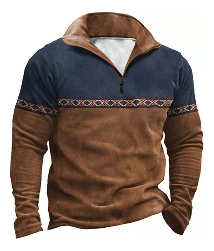 Jersey De Manga Larga Con Media Cremallera Para Hombre Con B