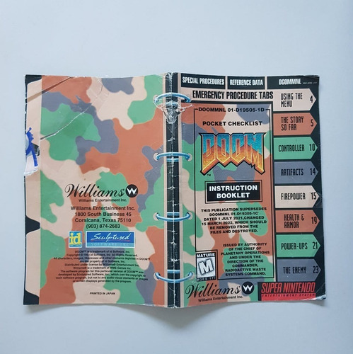 Doom Manual Original Snes