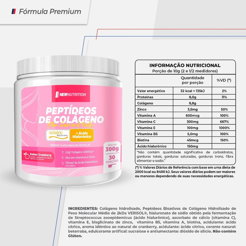 Colágeno Verisol Com Ácido Hialurônico Em Pó Newnutrition